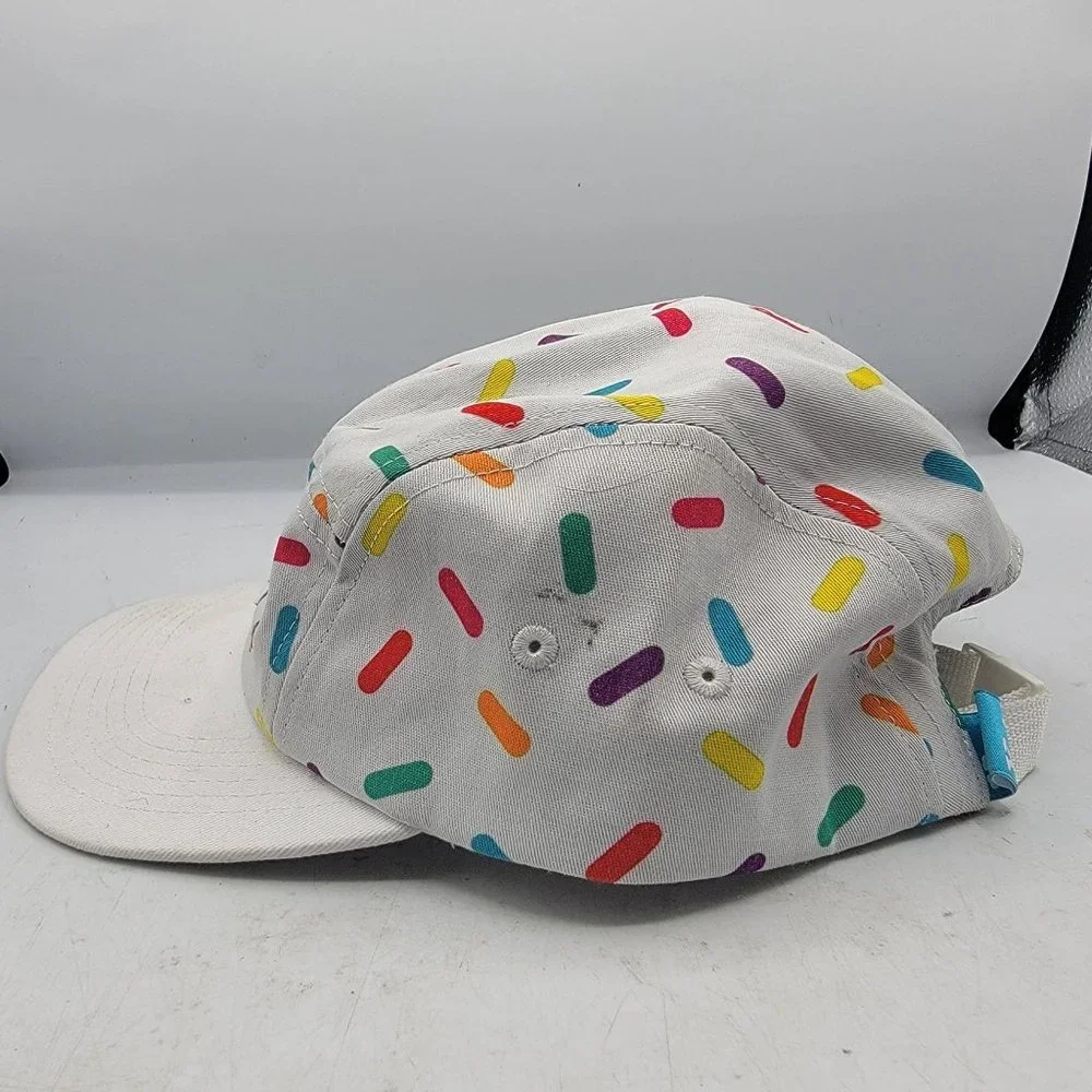 Johnny Cupcakes Unisex Adults White Sprinkles 5 Panel Hat Adjustable Lightweight - Picture 4 of 11